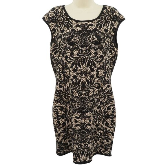 Torrid Women 2 Plus Size 18/20 Black Lace Print Knit Dress Scoop Neck Sleeveless - Picture 1 of 9